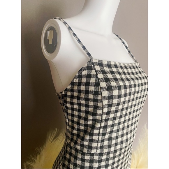 Zara Black & White Plaid Midi Dress w/ Slit - Picture 5 of 9